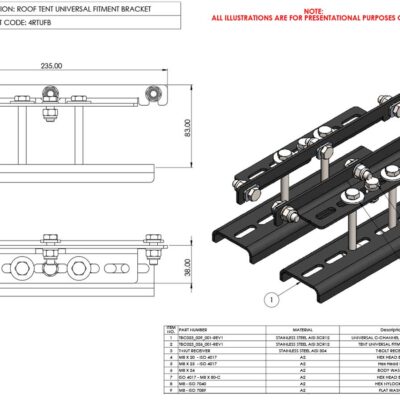 Rooftop Tent Universal Fitment Bracket Set